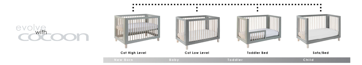 COCOON Allure Dove Grey/Natural wash including an Australian made inner spring mattress
