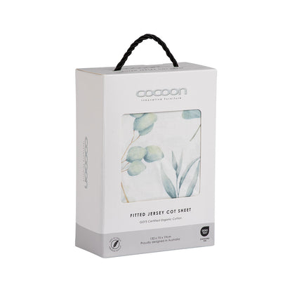 COCOON Fitted Cot Sheet – Green Leaves